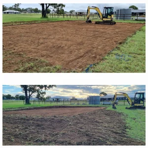 Greenys Earthworks machine at work, Warwick & surrounds