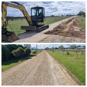Greenys Earthworks machine at work, Warwick & surrounds