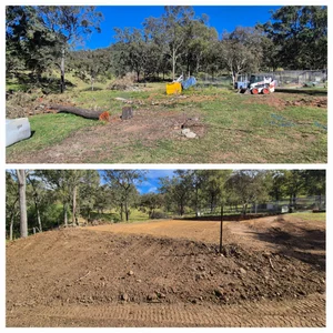 Greenys Earthworks machine at work, Warwick & surrounds