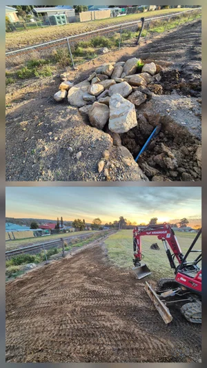 Greenys Earthworks machine at work, Warwick & surrounds